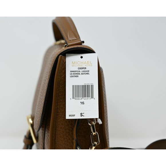 MICHAEL KORS COOPER Large School Satchel Leather Luggage Brown NWT $378 - Picture 7 of 8